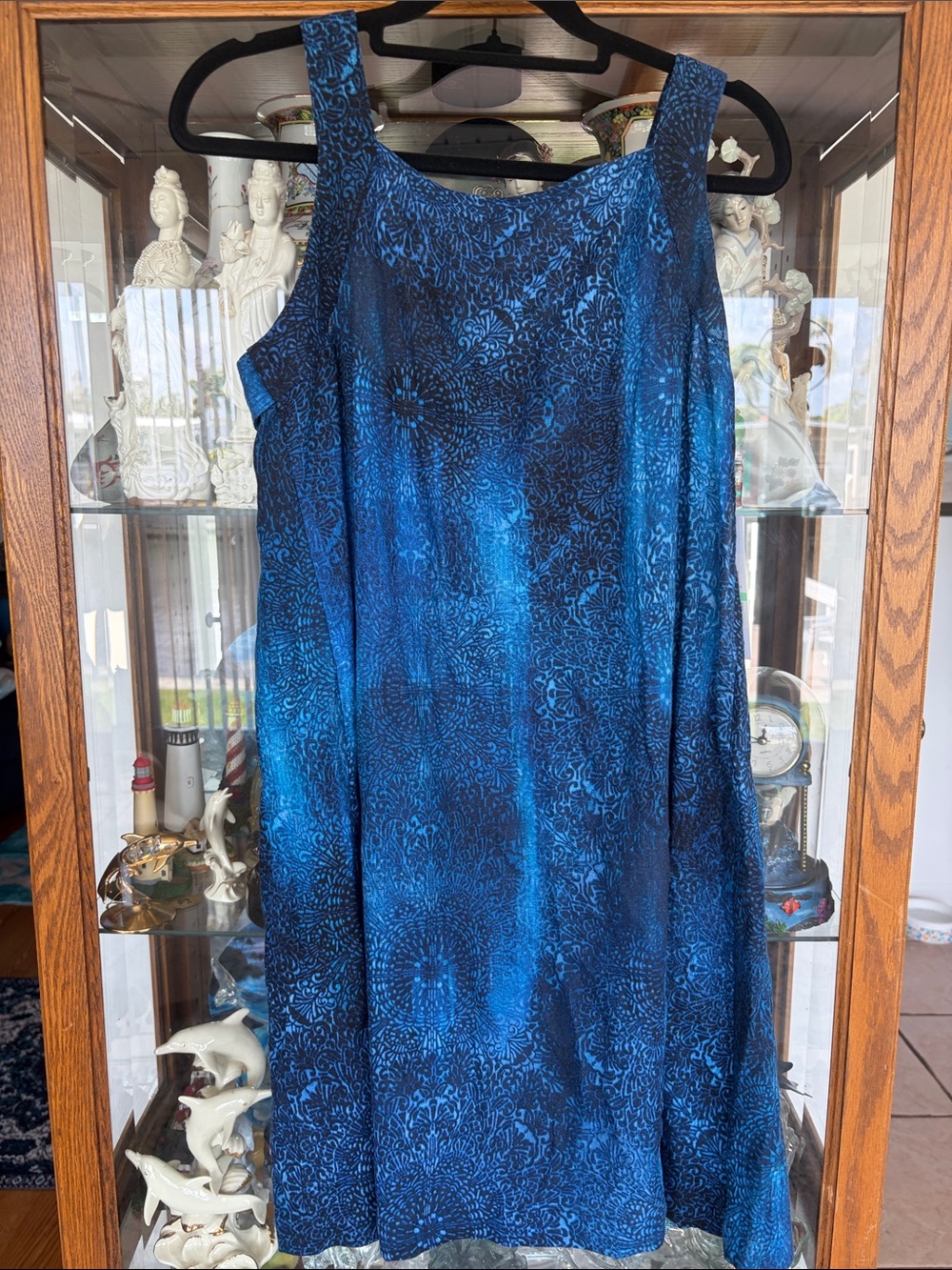 DKNY Blue & Navy Printed Tank Dress